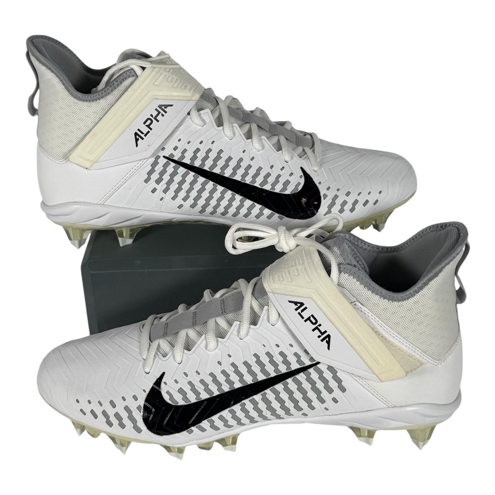 Nike Alpha Menace Pro 2 Mid Football Cleats Mens Size 13‎ White AQ3209-100 NEW